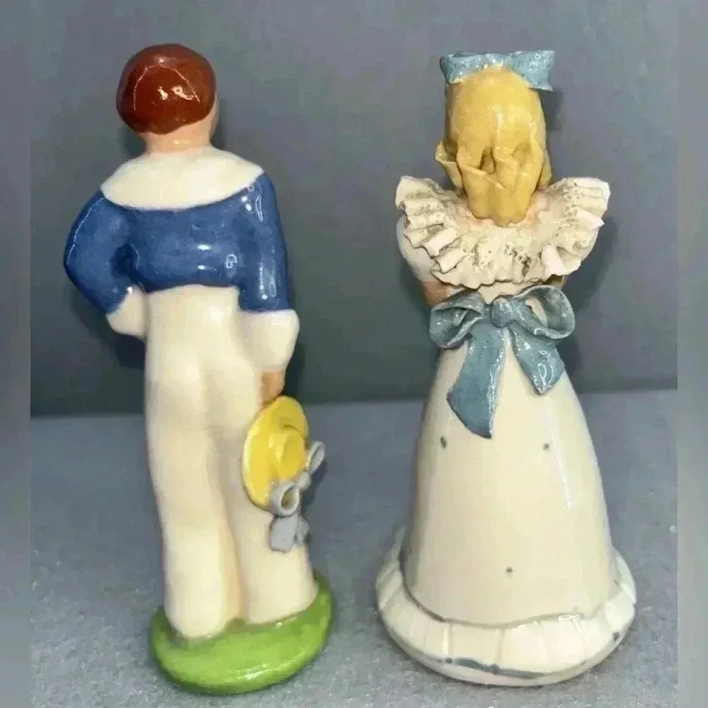 Vintage 1940’s SIGNED Ynez figurines ceramic “Edward & Eloise” decor Handpainted